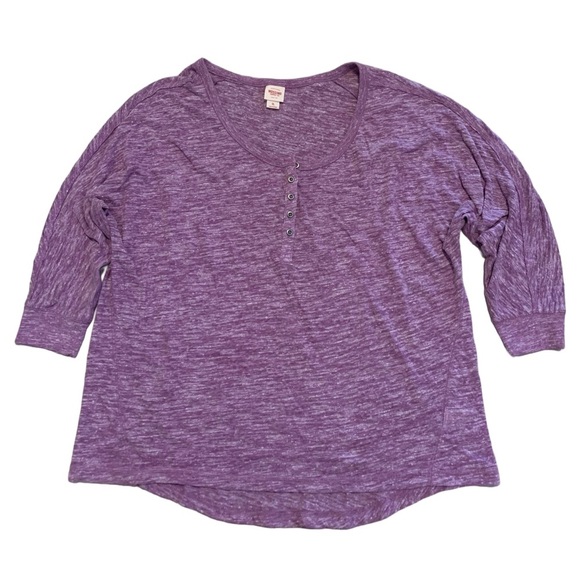 Mossimo Supply Co. Heathered Purple Henley Top Size L - Picture 1 of 6